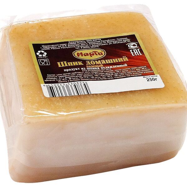 Мясной продукт Марти Домашний из шпика соленый 250г