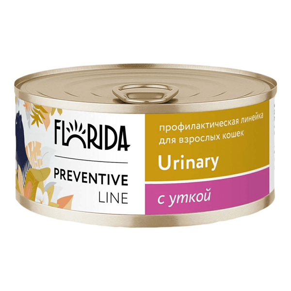 Консервы для кошек Florida Preventive Line Urinary с уткой для профилактики образования мочевых камней