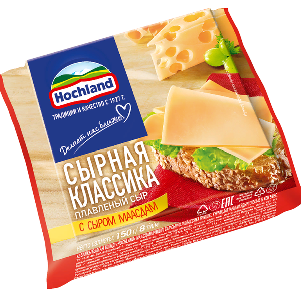 Сыр плавленый Hochland Сырная Классика с сыром Маасдам