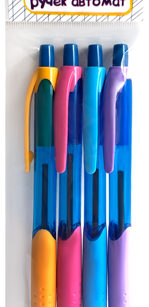 Набор шариковых ручек ЛЕНТА, синий, автоматические, 4шт