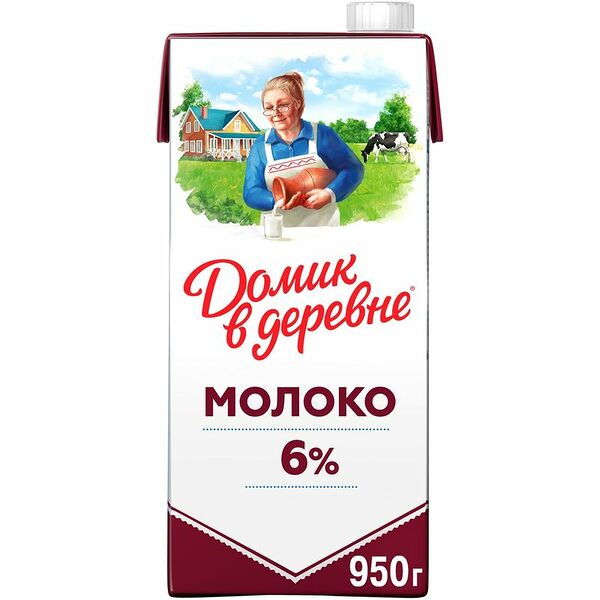 Молоко ультрапастеризованное Домик в деревне 6%, 950мл