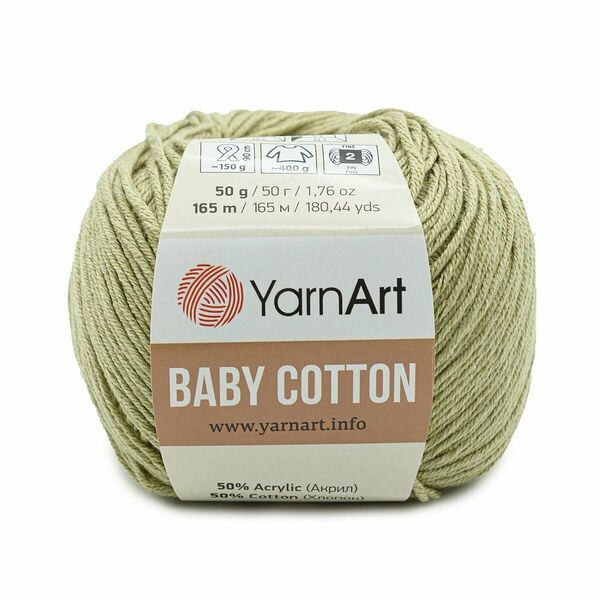 Пряжа YarnArt 'Baby Cotton' 50гр 165м (50% хлопок, 50% акрил)(434 серая дымка),шт