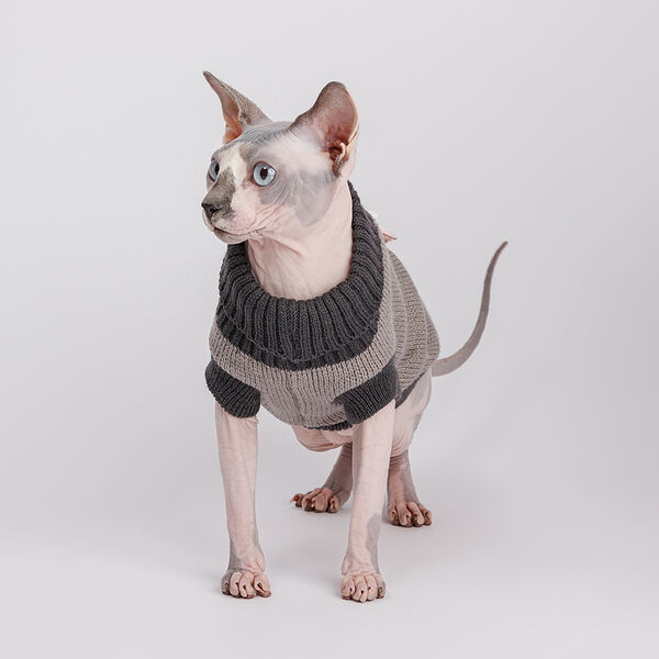 Свитер с аппликацией для кошек и собак, 30 см, серый