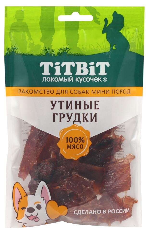 

Лакомство для собак TITBIT утиная грудка 70 г