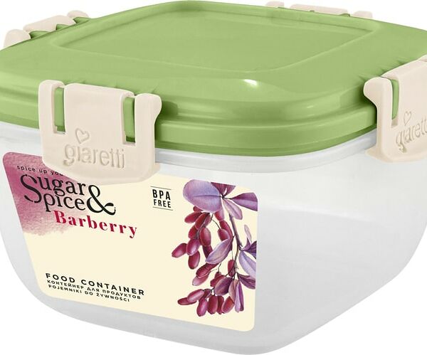 Контейнер для продуктов Sugar&Spice Barberry герметичный квадратный фисташка 1л