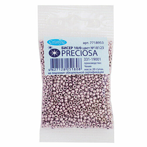 (18123) 331-19001-10/0 Бисер solgel металлик 10/0, круг.отв., 20гр Preciosa,упак