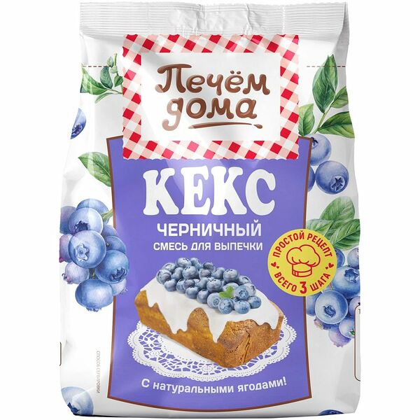 Смесь Печем Дома Кекс черничный для выпечки, 300г