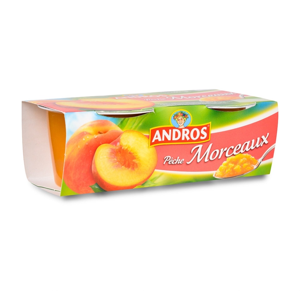

Десерт фруктовый Morceaux с кусочками персика Andros 2x100 г