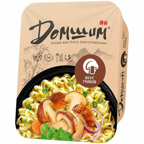 Лапша Домшим с грибным вкусом быстрого приготовления, 90г