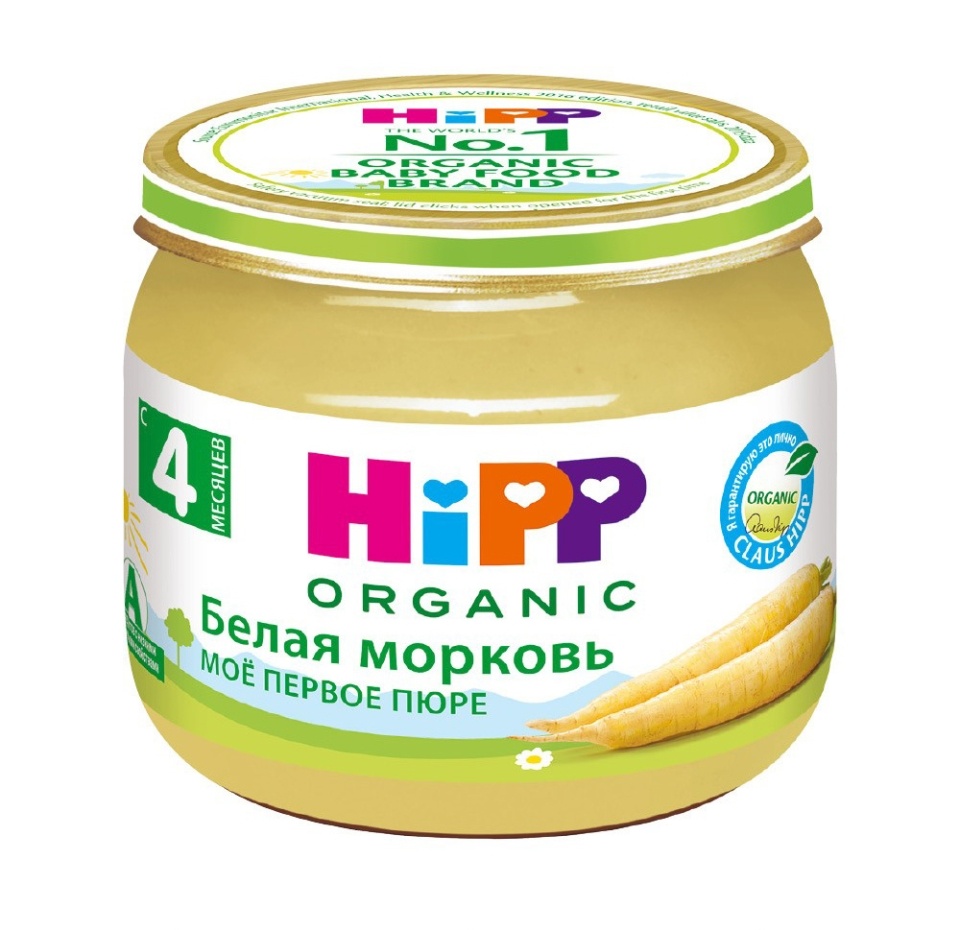 

Пюре овощное HiPP «Белая морковь» для детей с 4 месяцев, 80 г