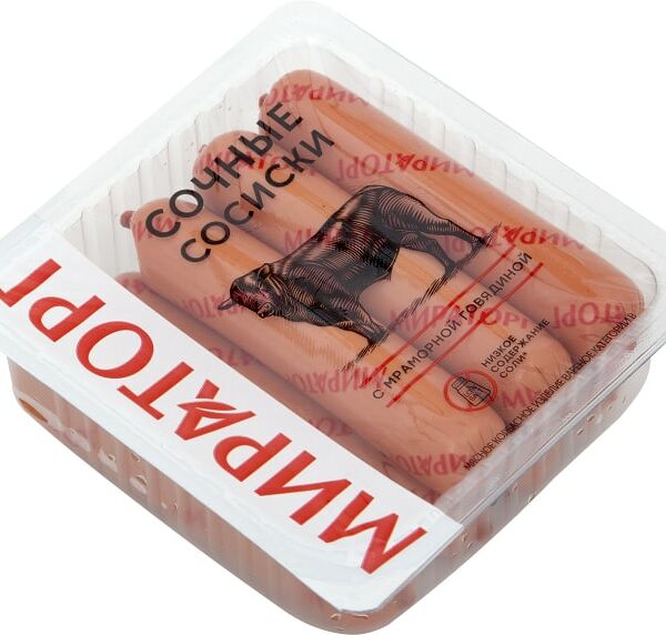 Сосиски Мираторг Сочные вареные с мраморной говядиной 350г