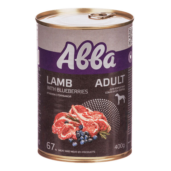 Premium консервы для собак средних и крупных пород, с ягненком и голубикой