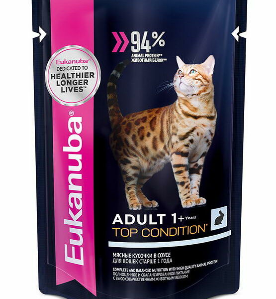 Корм консервированный для взрослых кошек EUKANUBA с кроликом в соусе