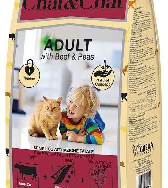 Сухой корм Chat&Chat Expert Premium для взрослых кошек с говядиной и горохом 2 кг