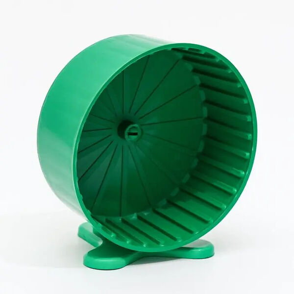 HOMEPET Колесо для грызунов с подставкой полузакрытое пластиковое изумрудное d9см