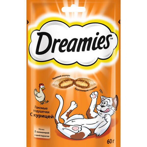 Лакомство Dreamies™ для взрослых кошек с курицей 60гр
