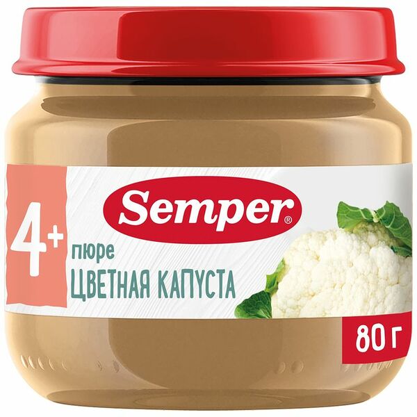 Пюре Semper цветная капуста с 4 месяцев, 80г