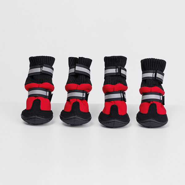 Ботинки высокие на липучках для собак, S, красные