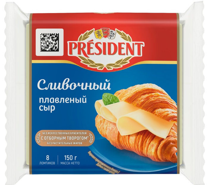 

Сыр плавленый President сливочный слайсы 40% 150 г