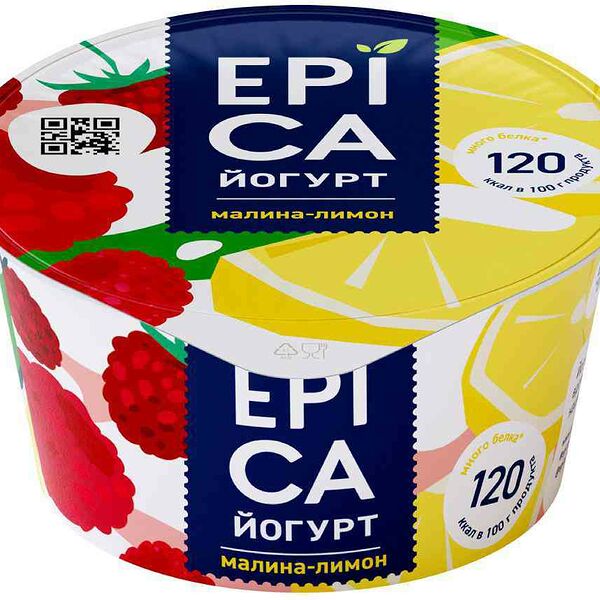 Йогурт EPICA с малиной и лимоном 4,8%