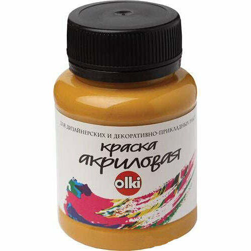 2568 Краска акриловая дизайн, охра желтая, 100мл, Olki