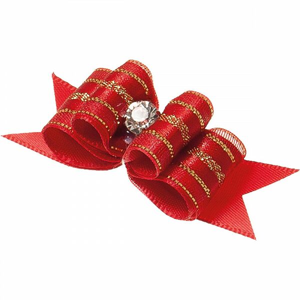 Бантик V.I.PET Ностальжи (пара) красный, тройной объёмный 5х1,6см