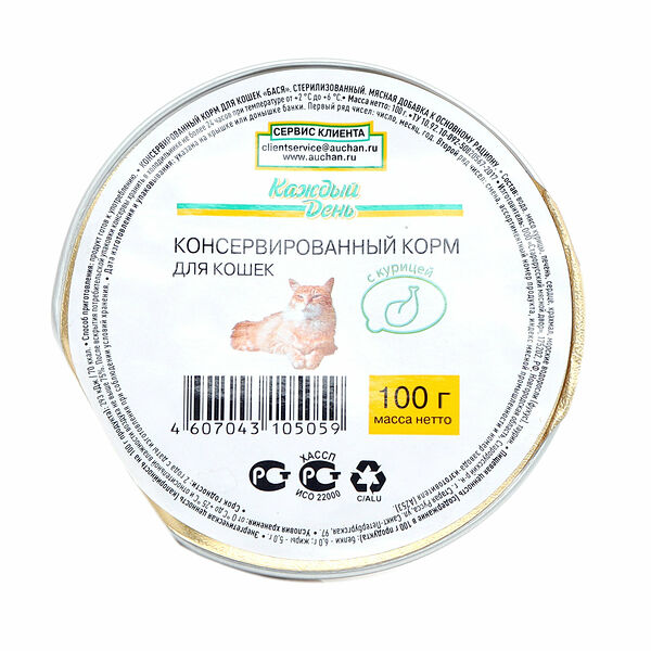 Корм консервированный для кошек Каждый День с курицей