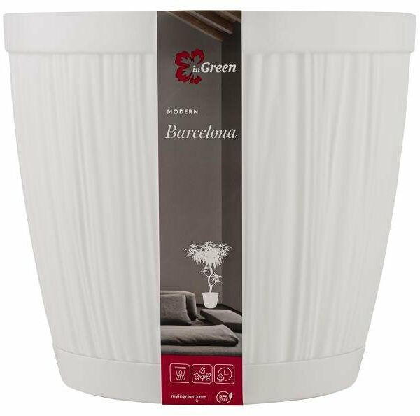 Горшок для цветов InGreen Barcelona белый, d 270 мм