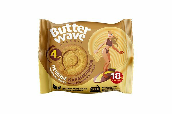 Печенье протеиновое Mr. Djemius Zero Butter Wave Карамельное без сахара