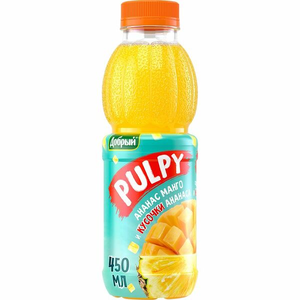 Напиток Палпи с натуральным соком и кусочками ананаса