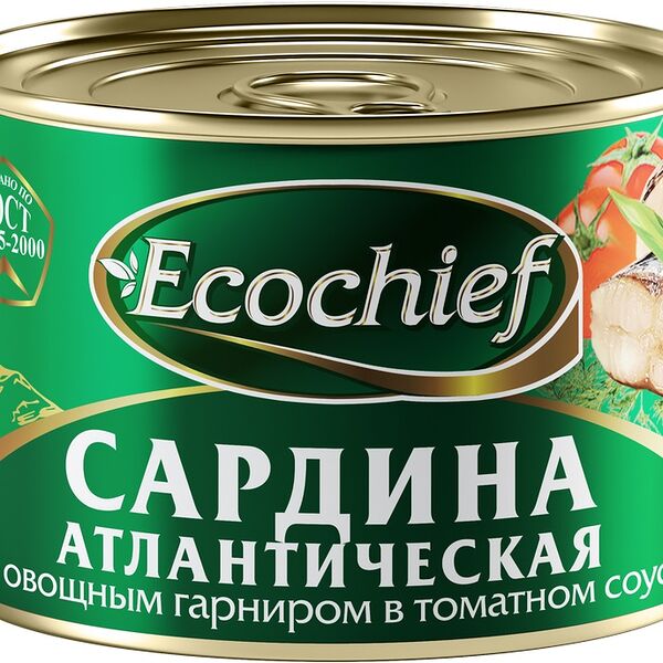 Сардина экошеф 240 г с овощным гарниром в т/с ж/б ключ