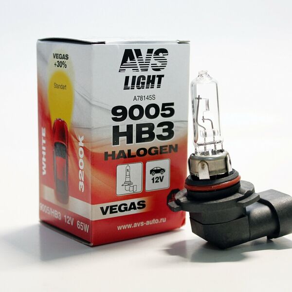 Лампа AVS Vegas, 60Вт, 3200К, P20D, 9005/HB3, для коммерческого транспорта