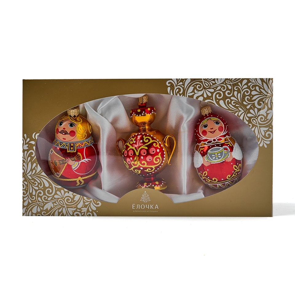 

Набор игрушек для елки Елочка «Коллекция Традиции» Посиделки стекло, упаковка 3шт., Россия