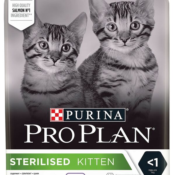 Pro Plan Sterilised Kitten корм для котят от 1 до 12 месяцев Лосось