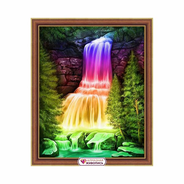 АЖ-1769 Картина стразами 'Радужный водопад' 40*50см