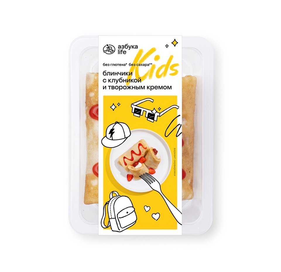 

Блинчики из муки без глютена с клубникой и творожным кремом «Азбука life» 185г, Россия