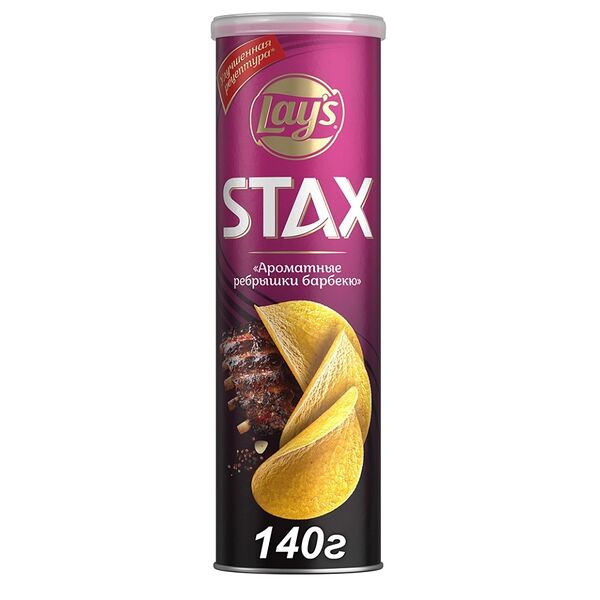 Чипсы картофельные Lay's Stax Ребрышки барбекю 140г