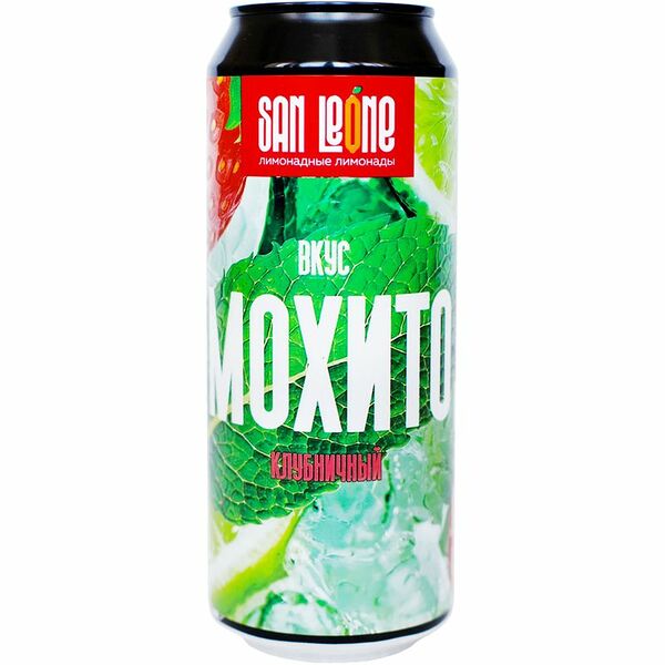 Напиток безалкогольный San Leone Дэвиз со вкусом мохито клубничный сильногазированный, 500мл