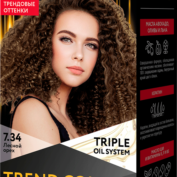 Стойкая крем-краска для волос Rocolor 7.34 Лесной орех