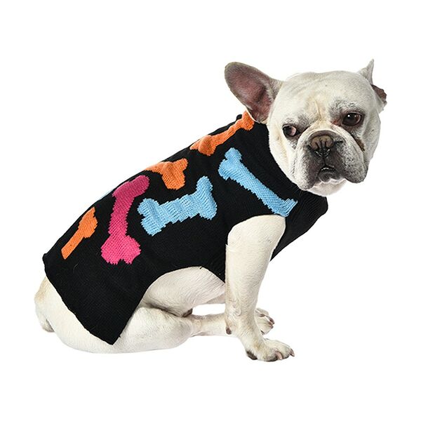 Свитер для собак FOXIE Bones S (длина спины 30см) черный