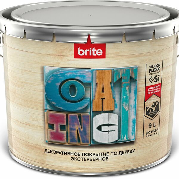 Покрытие BRITE FLEXX декоративное по дереву экстерьерное бесцветное 9 л