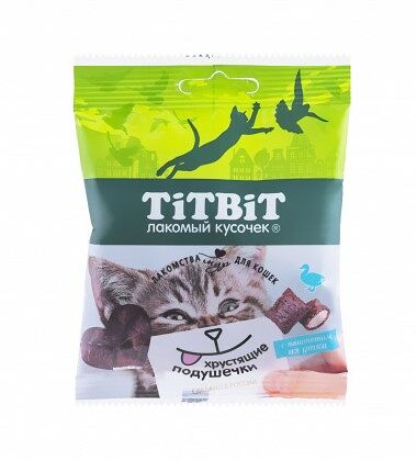 TiTBiT Хрустящие подушечки для кошек с паштетом из утки