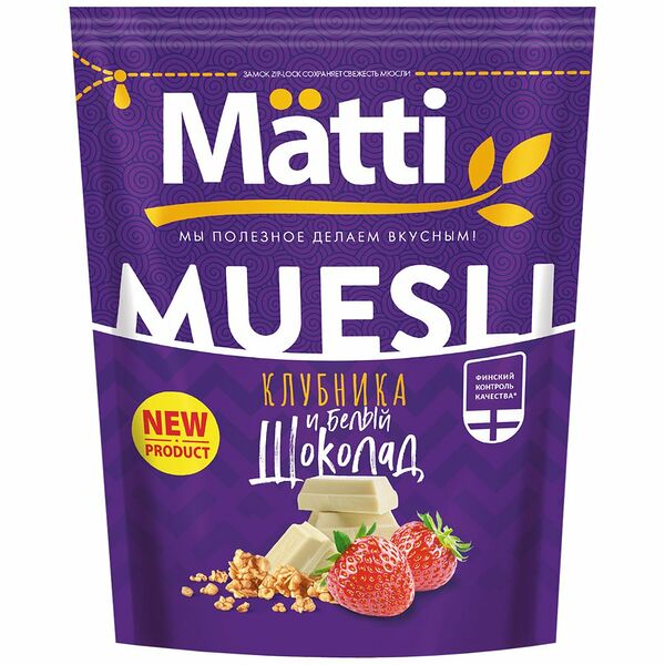 Мюсли Matti Клубника и белый шоколад