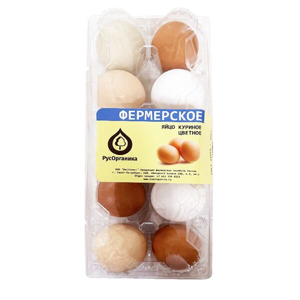 Яйцо куриное РусОрганика Фермерское С1 цветное 10 шт., Россия