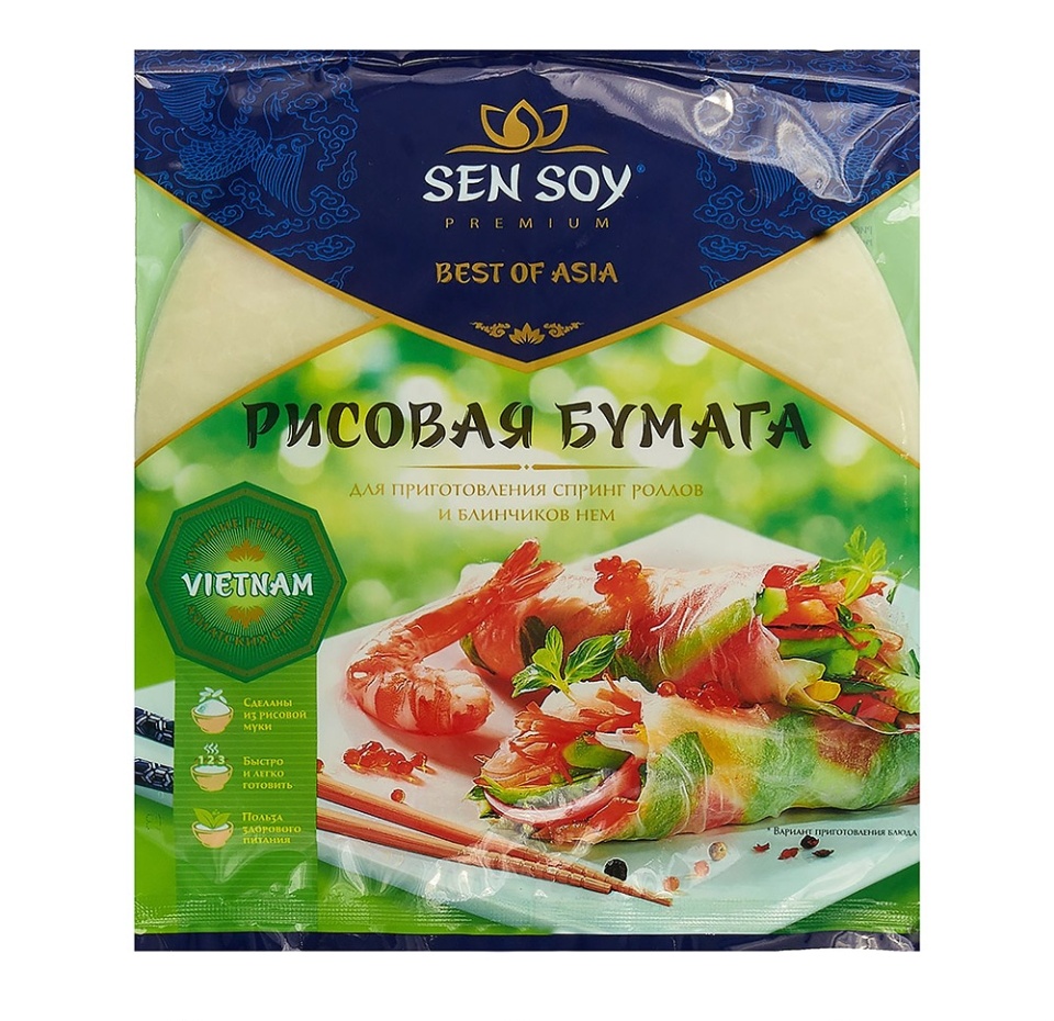 

Рисовая бумага Sen Soy Premium для приготовления Spring rolls и блинчиков Nem 100 г