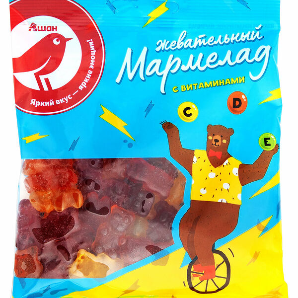 Мармелад жевательный АШАН Красная птица с витаминами