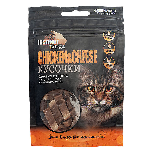 Лакомство для кошек GreenWood кусочки Курица и сыр 50 г