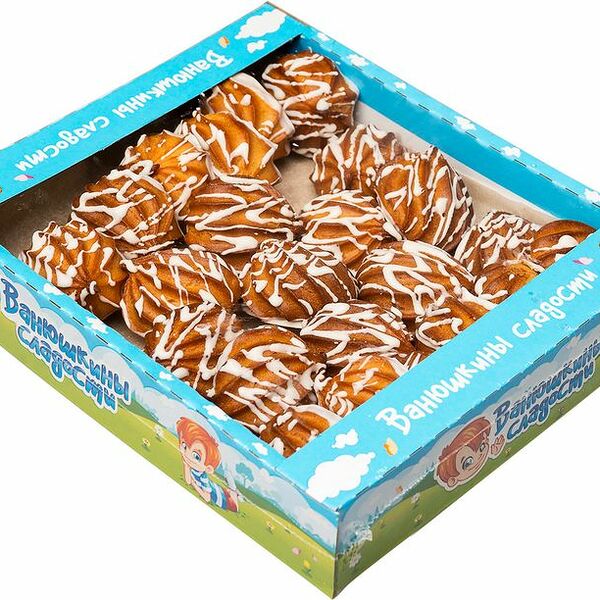 Печенье Ванюшкины Сладости Пышка-хвастунишка заварное в белой глазури, 270г