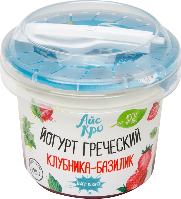

Йогурт греческий АйсКро Клубника-базилик 3% 125 г