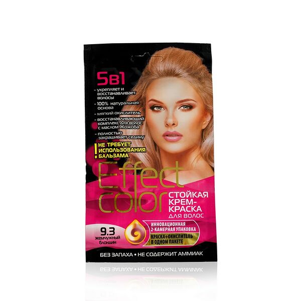 Стойкая крем - краска для волос Effect Color 5 в 1 , 9.3 , Жемчужный Блонд , 50мл